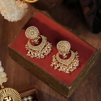 Riana Gold plated white chandbaali