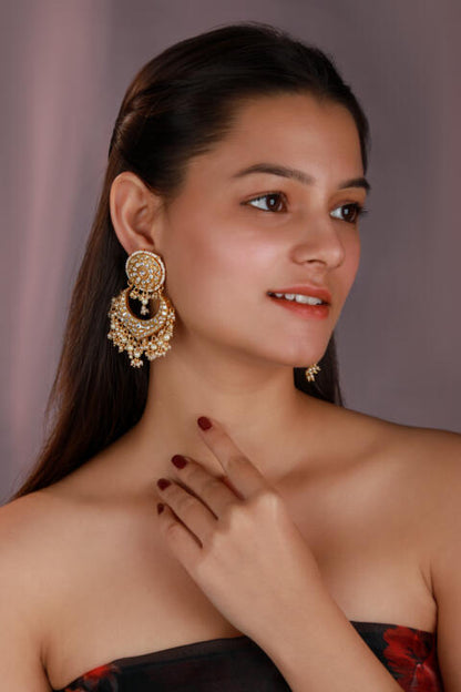 Riana Gold plated white chandbaali