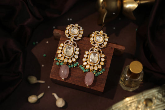 Mozanite earings with pastel beads