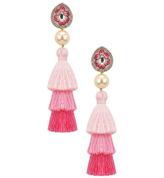 Earring of Meenakari and Threads Strands