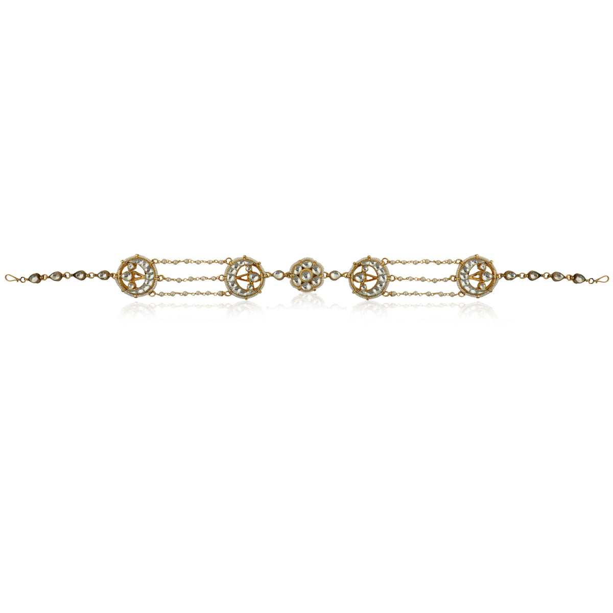 Mathapatti With Chand Peices And Pearl Lines