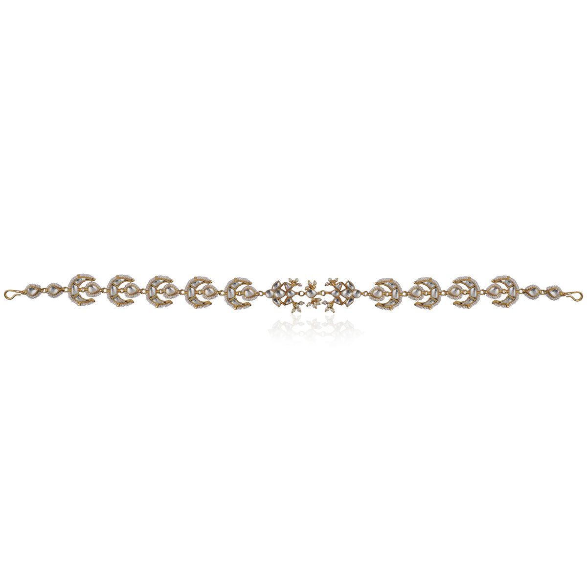 Chandshape Mathapatti Hairband Studded With White Jadtar Stones