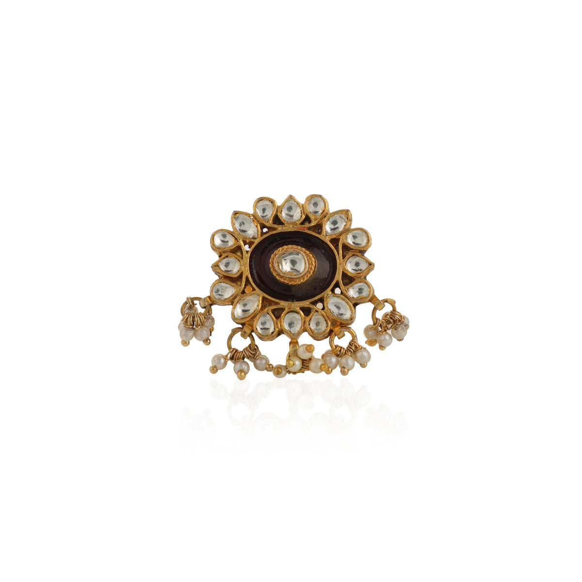 Brown Minawork Ring With White Hangings