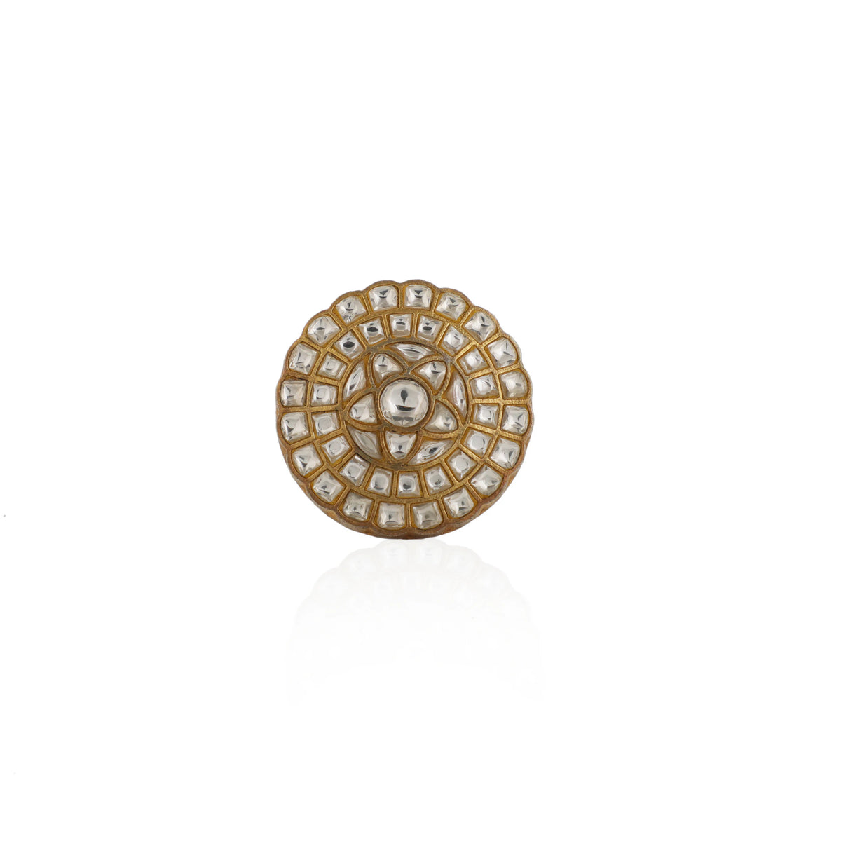 White Flower Jadtar Ring By Riana Jewellery