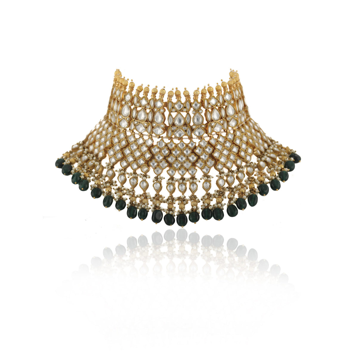 HEAVY BRIDAL NECKLACE WITH UPPER GOLDEN BALLS