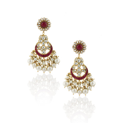 Pink Jadtar Heavy Gold Plated Necklace Set