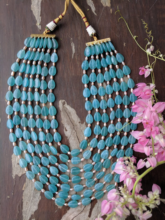 FIROZI BLUE 7 STRING NECKLACE