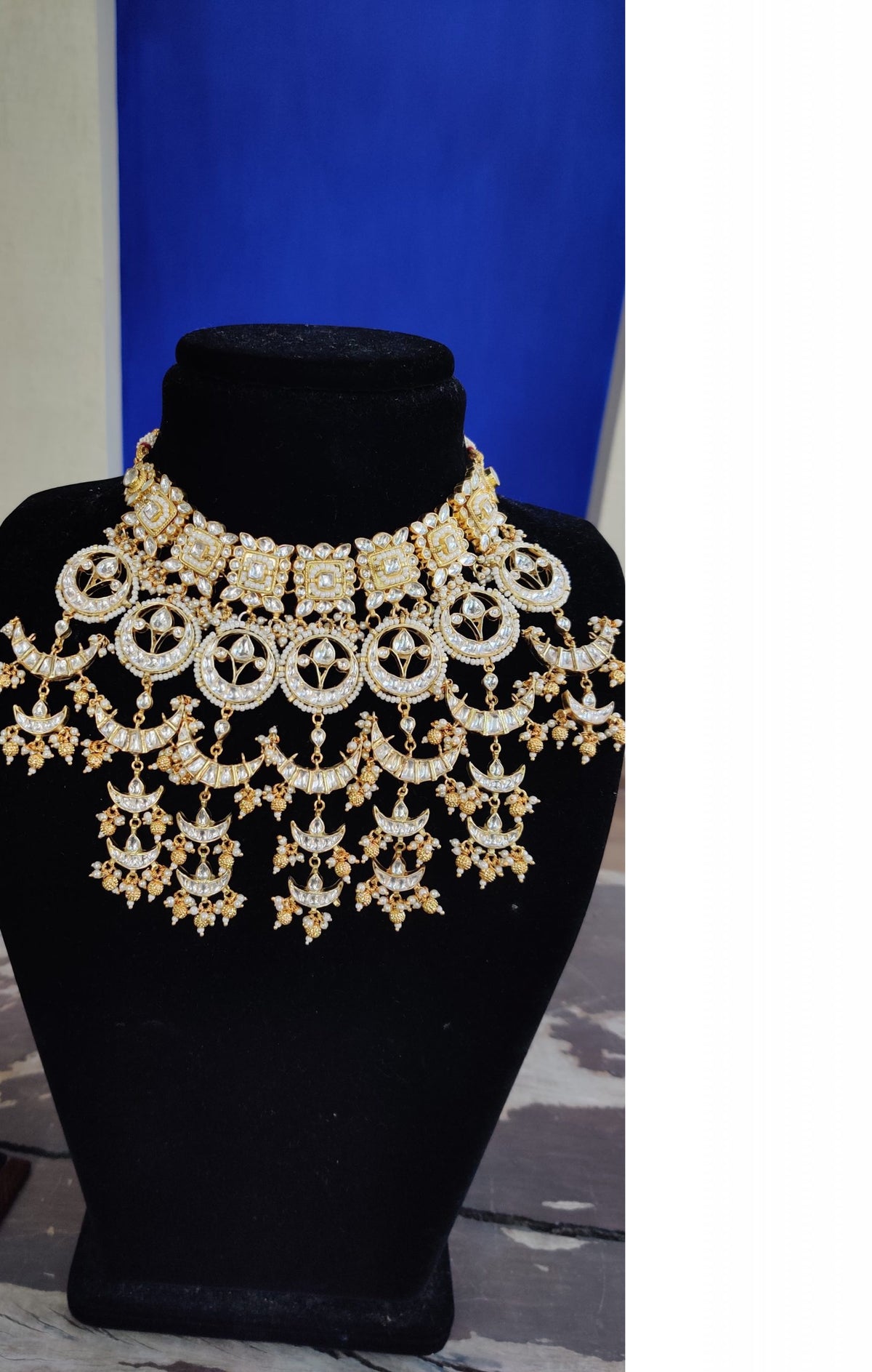 gold plated heavy long necklace bridal jewellery