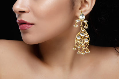 Gold Plated oval motives Necklace set With Earrings
