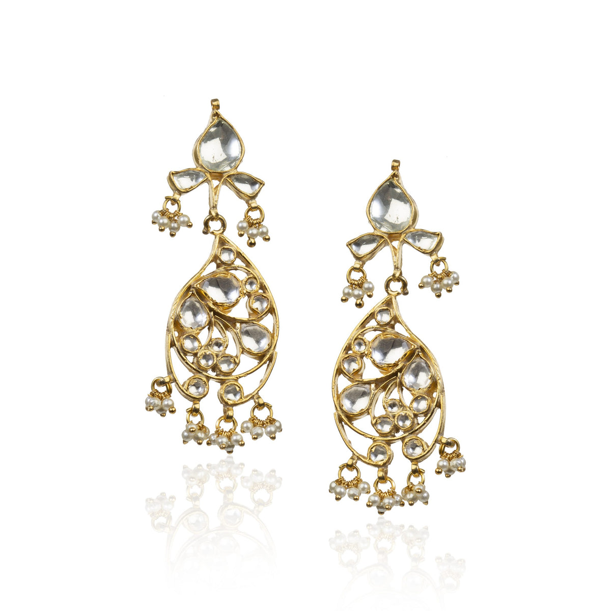 Gold Plated oval motives Necklace set With Earrings