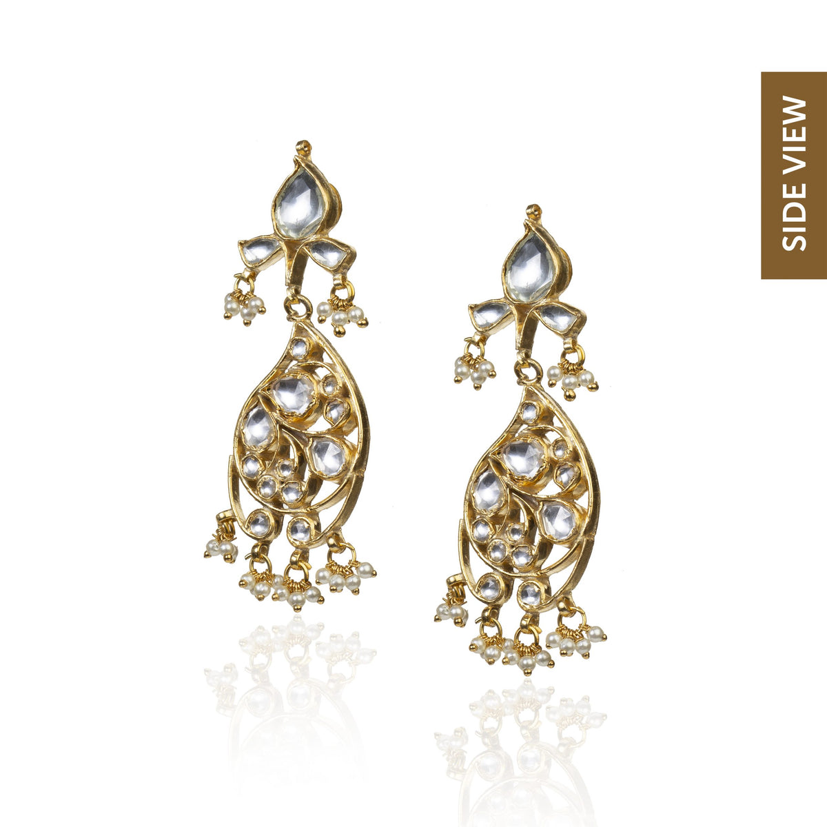 Gold Plated oval motives Necklace set With Earrings