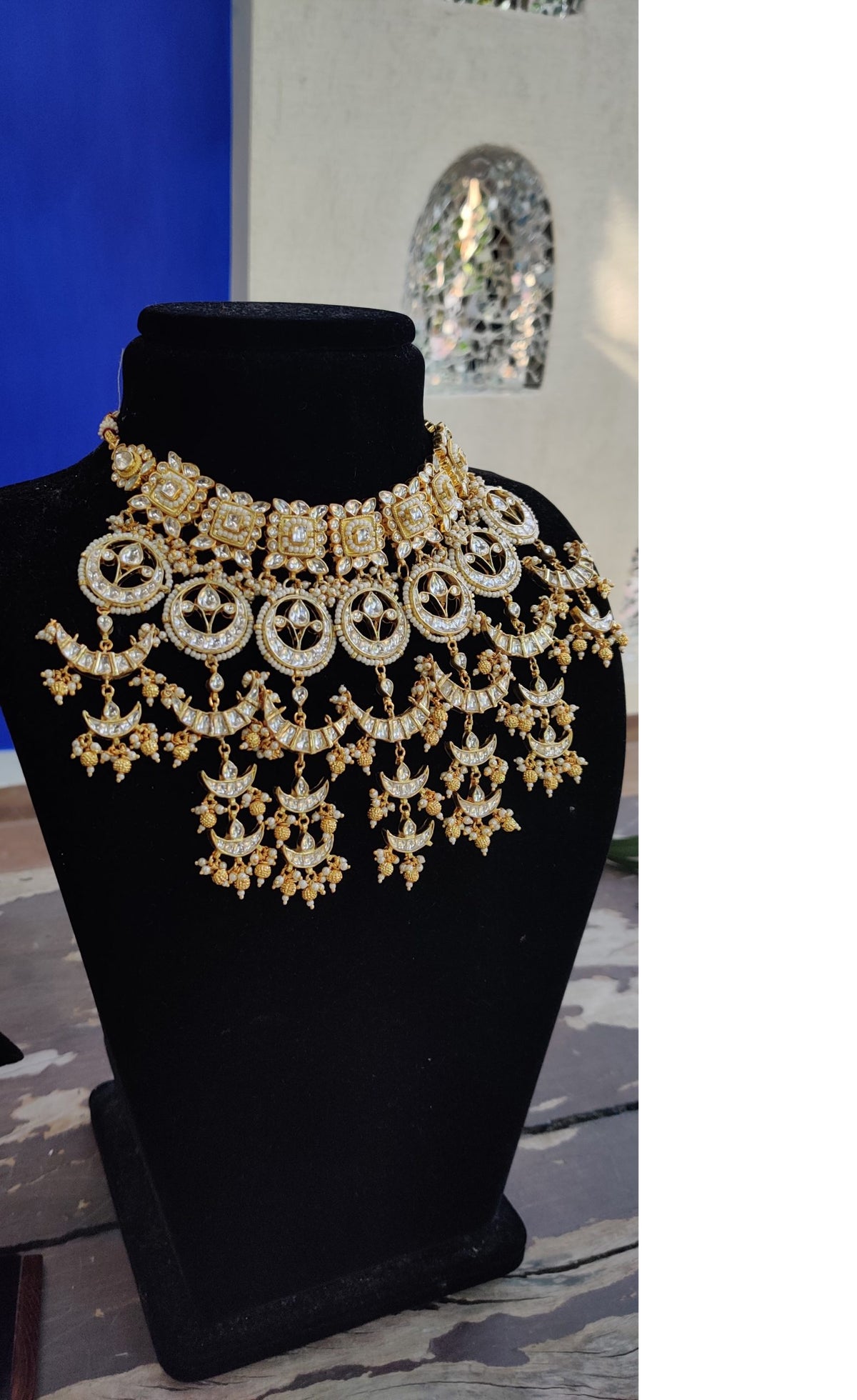gold plated heavy long necklace bridal jewellery
