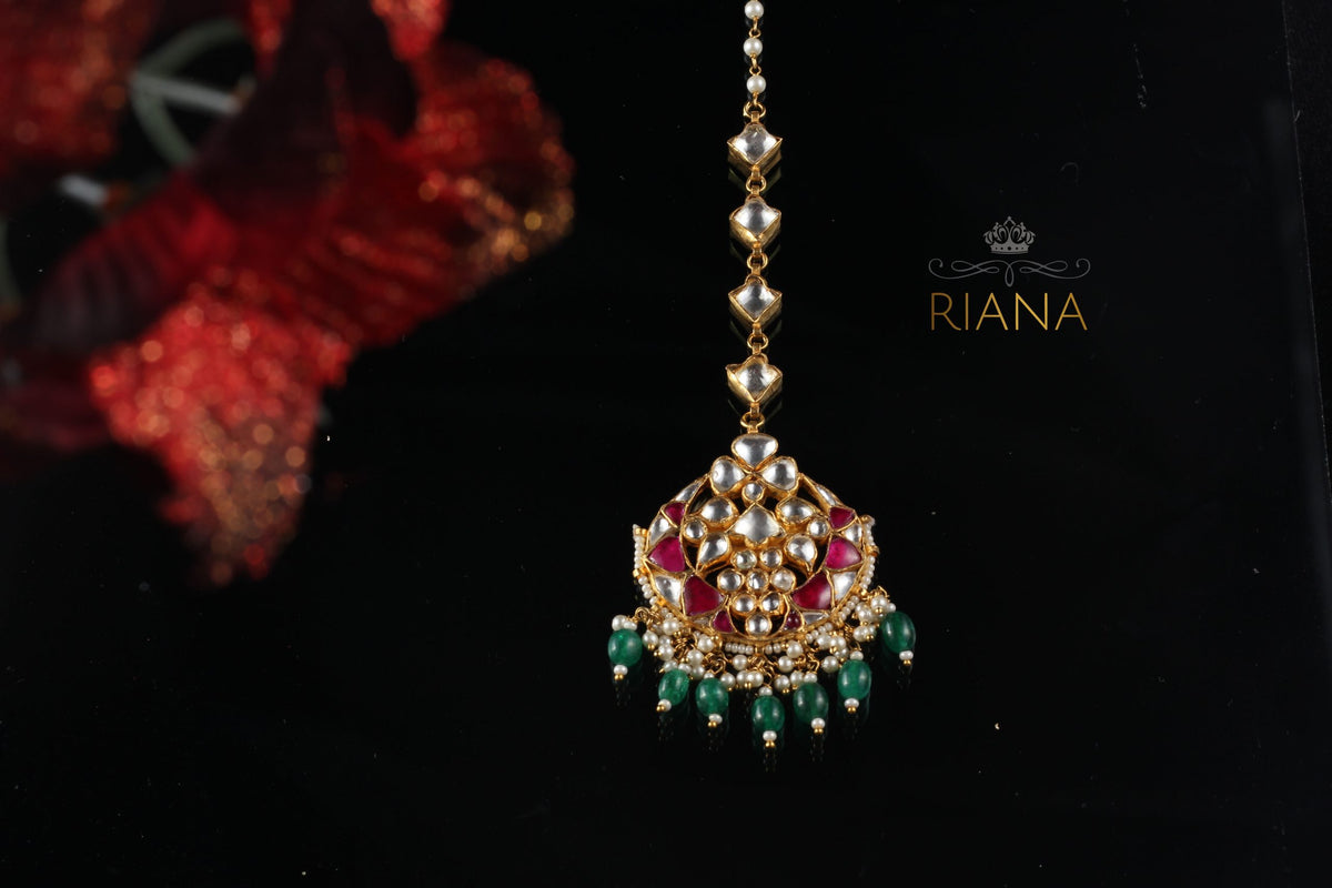 Multicolor Stone studded Maang tikka Jewellery Designs