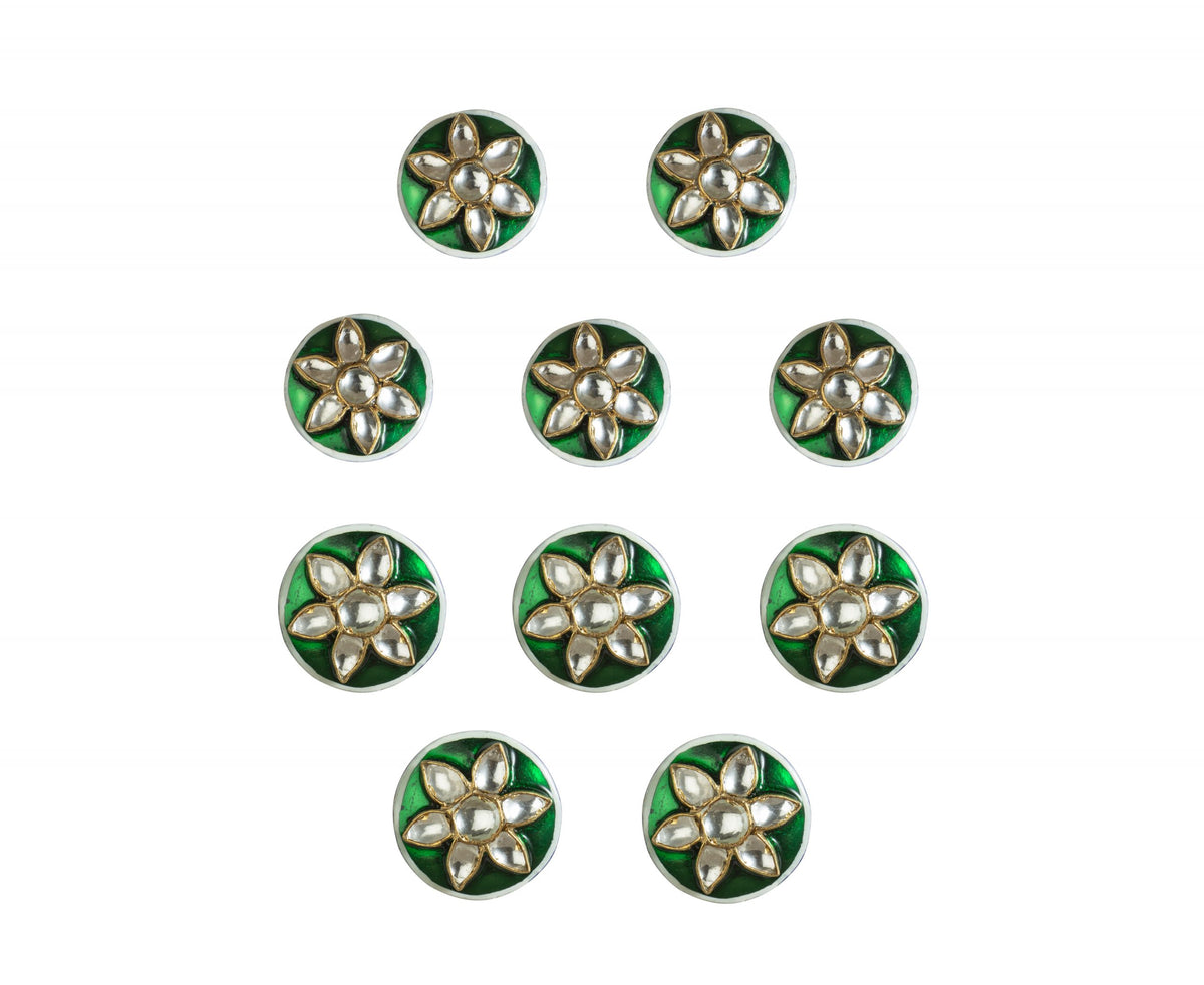Green & white Men Fancy Kurta Button Design