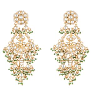 White Jadtar Stones Small Chand Baali With Tops