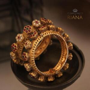 South Style Pacheli Bangle In Multicolour Stones(Pair)