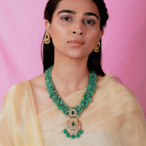Handmade Semi precious jewellery,Emerald green bead Pendant Necklace