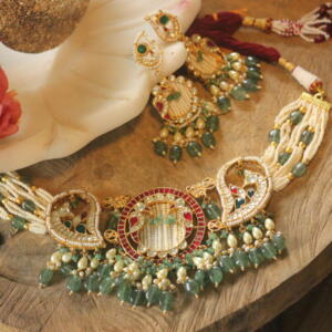 Designer Matt finish peacock choker set