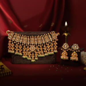 Heavy jadtar kundan set with pearl and jhumkis