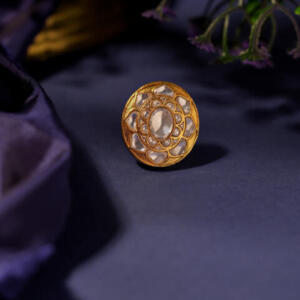 White Jadtar stone festival ring