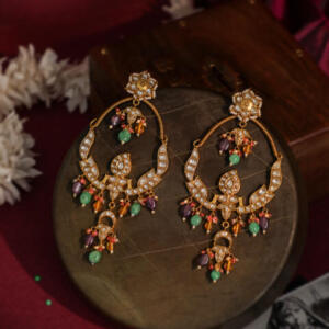 Chandbali earings with multicolour beads