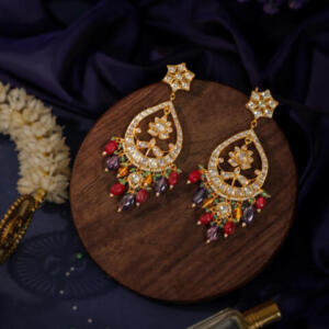 Ethnic style jhumkis with multicolour beads