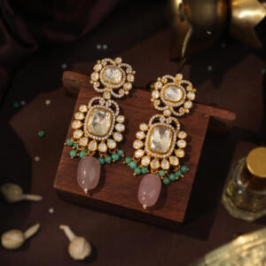 Mozanite earings with pastel beads