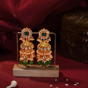 Emerald green traditional Jhumki earings