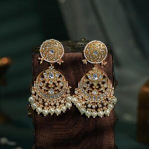 Statement chandbali earings with pearl drops