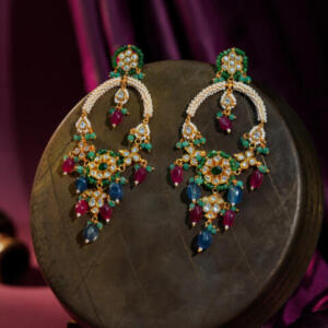 Desi look sabya style earings with multicolour beads