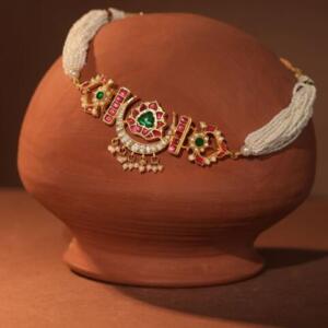 Delicate Gold plated pearl beaded choker