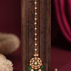 Green meenakari tikka