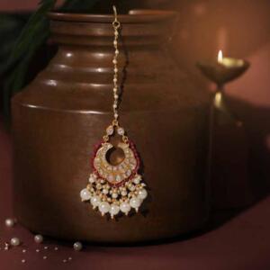 pink with pearl beaded jadtar tikka