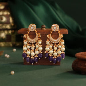 Purple beads with pearl beaded chandbaali