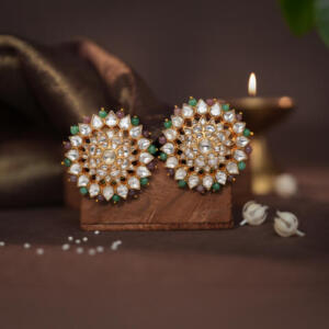 Floral pastel colour beaded studs