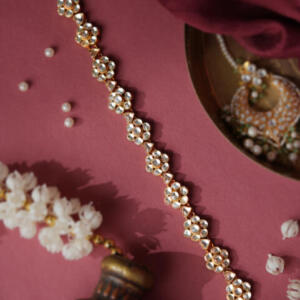 Floral chain hairband with kundan pachi stones