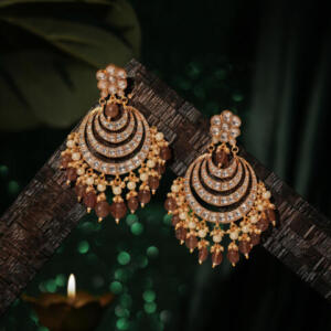 pastel pink beaded jadtar chandbaali