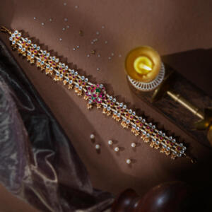 Traditional Ethnic Pink & White Pearl Hairband