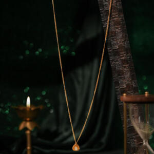 Delicate mozonite pendant with golden chain