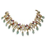 Multi Color Bridal necklace Jewellery with Earrings