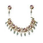 Multi Color Gold Plated Jadtar Bridal Necklace Jewellery