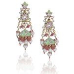 Meenakari worked heavy Necklace set with long earrings