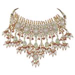 Meenakari worked heavy Necklace set with long earrings