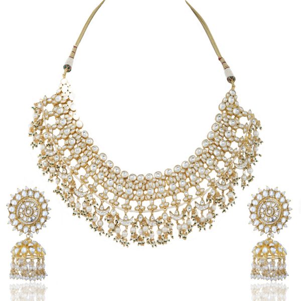 White Stone Diamond Jadtar Bridal Necklace Design