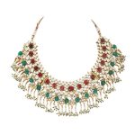 Red and white jadtar necklace