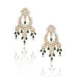 GOLD PLATED GREEN COLOR HEAVY BRIDAL NECKLACE SET