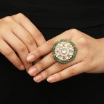 SEA GREEN WHITE JADTAR STONE RING