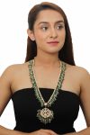 ONE LINE STONE WITH  LIGHT SEA GREEN BEADS LONG NECKLACE
