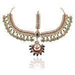 Heavy mathapatti studded with white ,red & green jadtar stone beaded with tiny pearls and emeralds