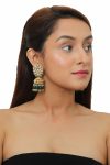 JADTAR STONE EARRINGS WITH JHUMKIS IN PEARLS AND GREEN
